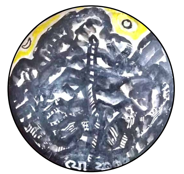 Untitled Acrylic on Sora (ceramic plate) 